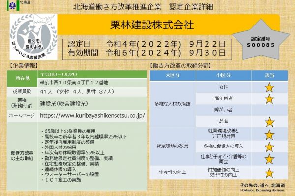 北海道働き方改革推進企業